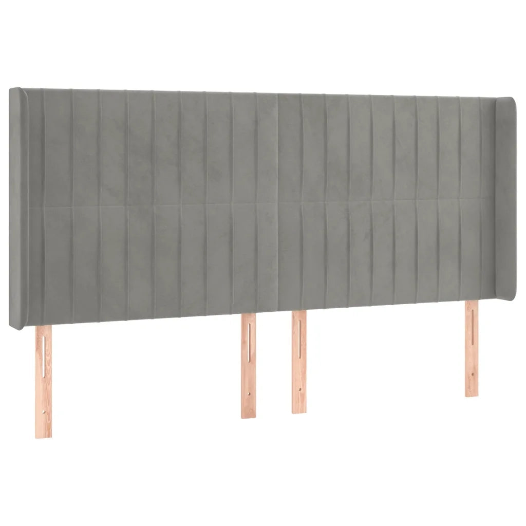 Testiera | Testata ad Orecchio Grigio Chiaro 183x16x118/128 cm in Velluto