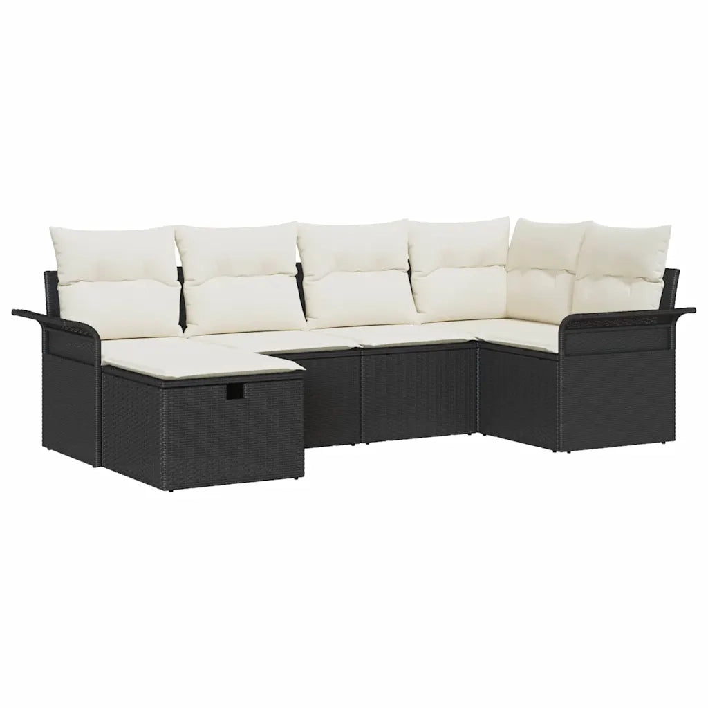 Set Divano da Giardino con cuscino 6 pcs Poly Rattan