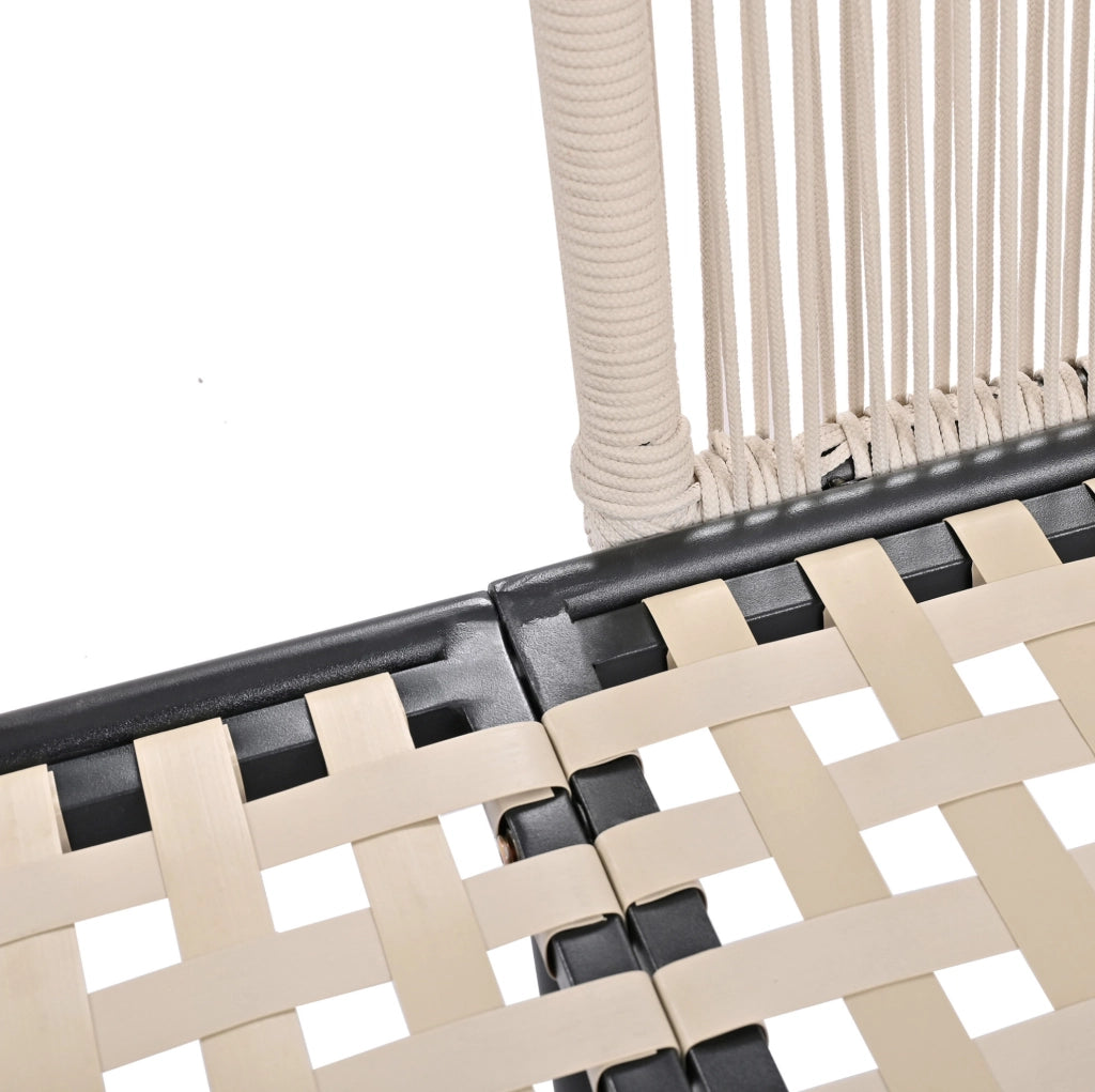 Lettino prendisole da giardino con 2 cuscini imbottiti beige HAVRYA