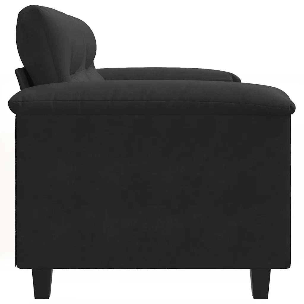Divano a 2 Posti-Sofa 2 Posti Nero 120 cm in Tessuto Microfibra