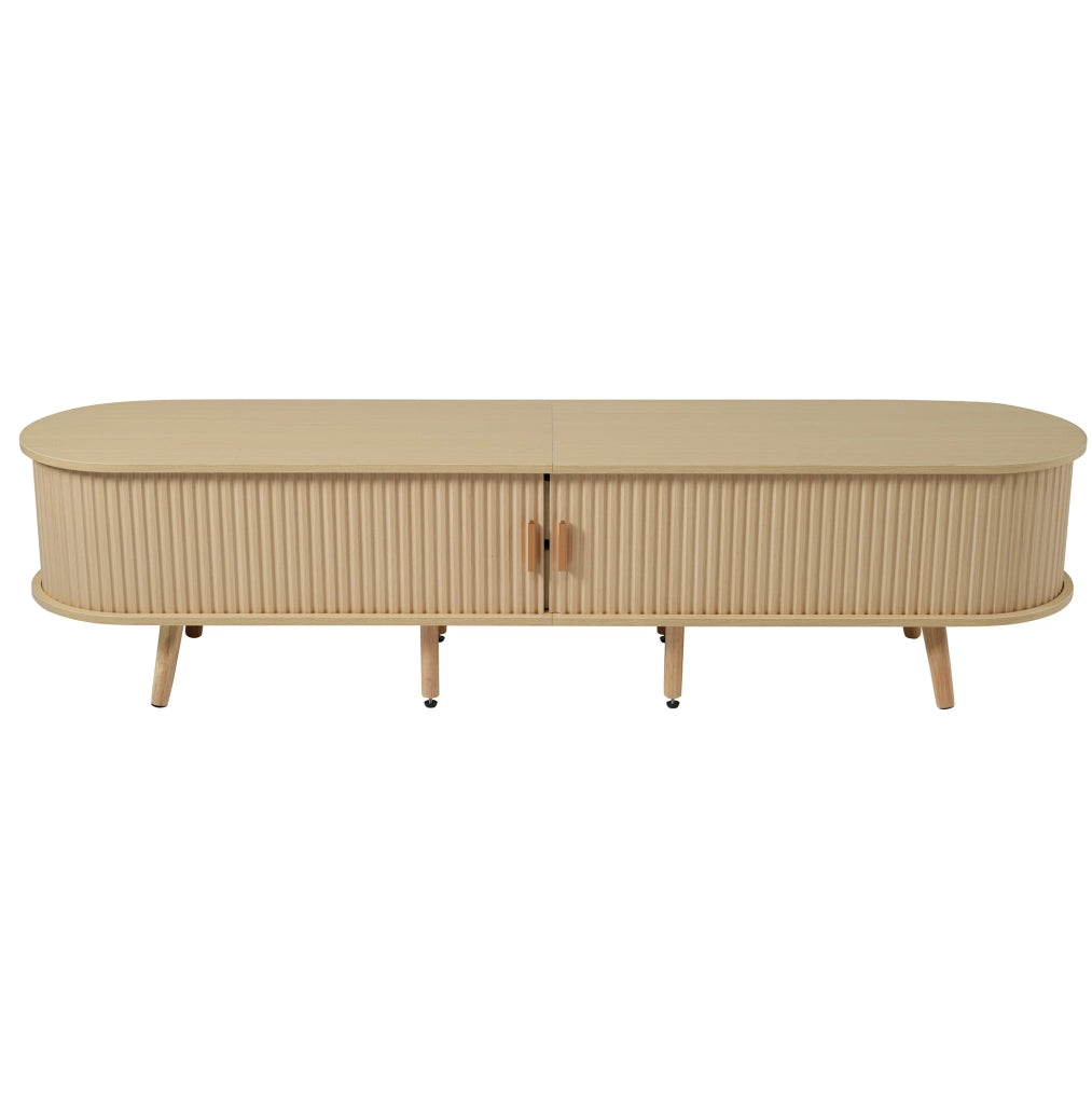 Set mobile TV e tavolino 170 cm e 100 cm in MDF color noce chiaro