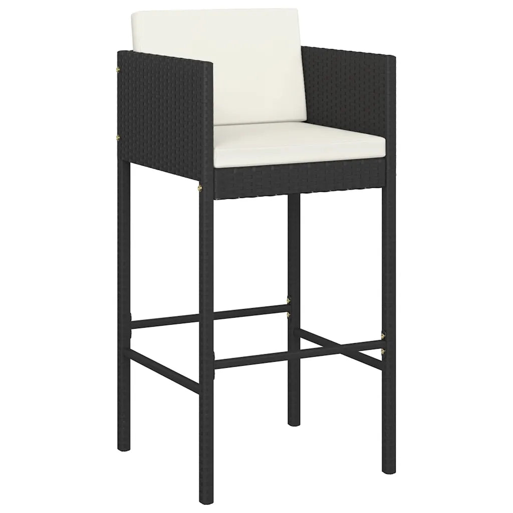 Set Bar da Giardino 5 pz | Set Salotto da Giardino con Cuscini Polyrattan Nero