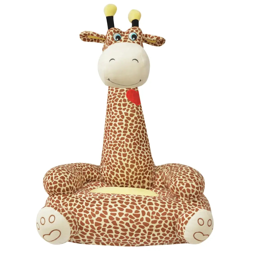 Poltrona-Divano Sedia-Poltroncina in Peluche per Bambini Girafa Marrone