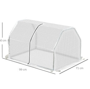 Mini serra ULEVR 99x71x60 cm con struttura in acciaio e copertura in plastica bianca per balcone e terrazza