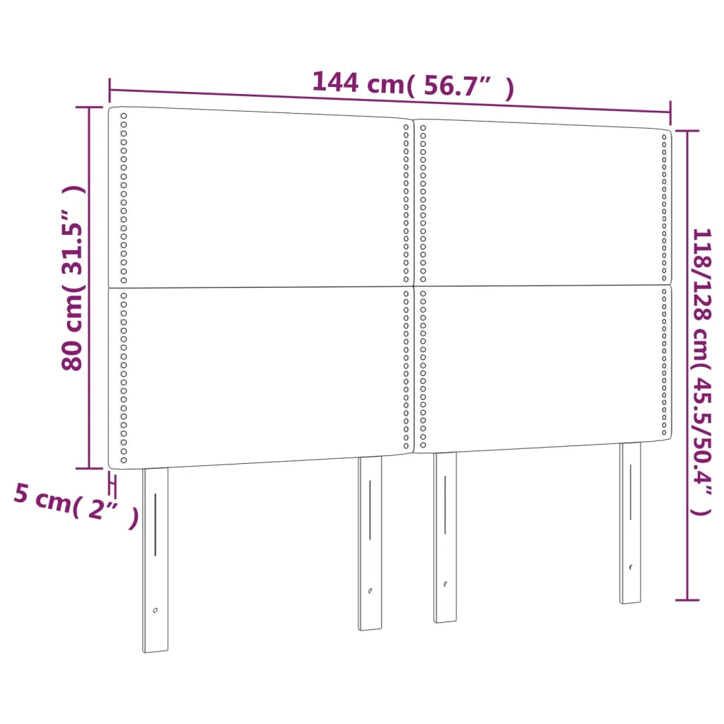 Testiera | Testata Nera 144x5x118/128 cm Tessuto