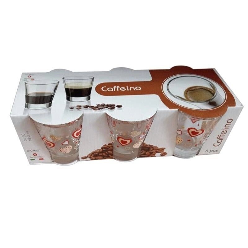 LOVE CAFFEINO CONFEZIONE DA 6 BICCHIERI CAFFE IN COLORE ROSSO