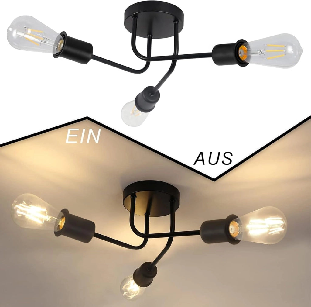 ZMH Lampada da soffitto vintage nera E27 stile industriale per interni