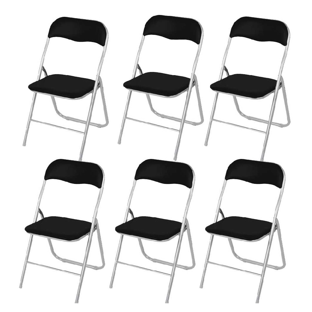 Set 6 Pezzi Sedie Imbottite Pieghevoli Colore Nero Struttura Silver Sedia Metal