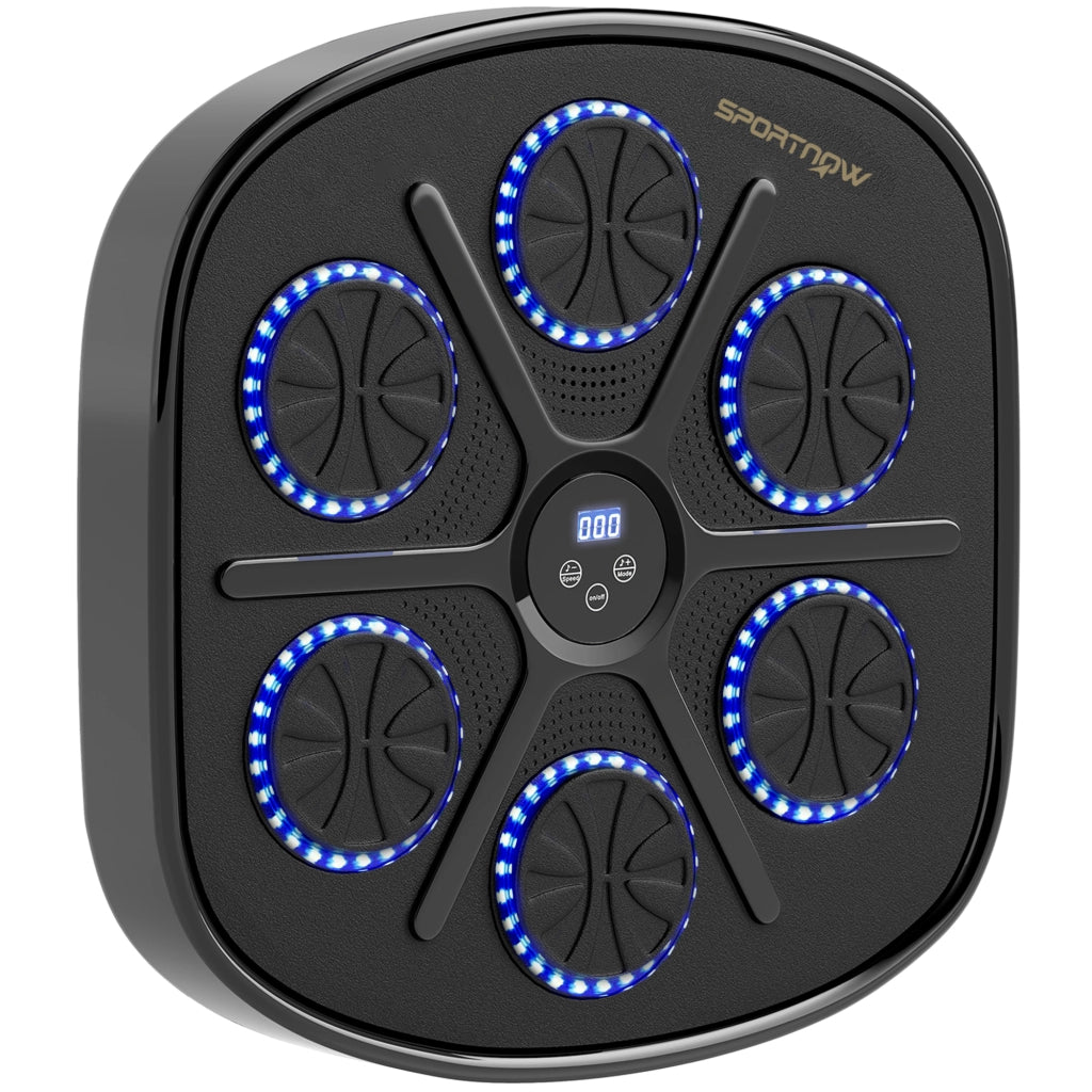 Boxing Machine Musicale a Parete con 9 Velocit¨¤, Connessione Bluetooth e Guanti, 41.8x44.6x7.5 cm, Nero e Blu