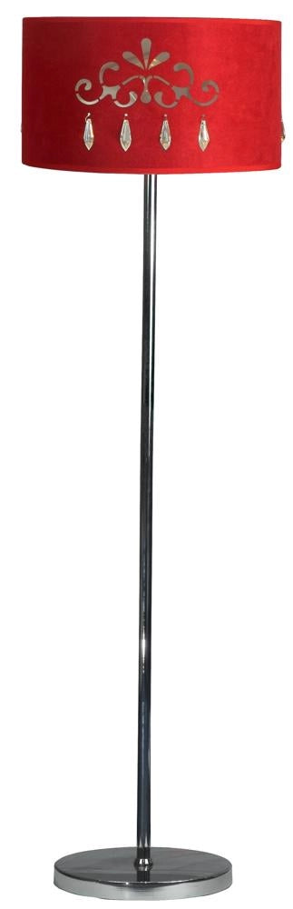 Lampada da terra nera paralume rosso E27 Candellux