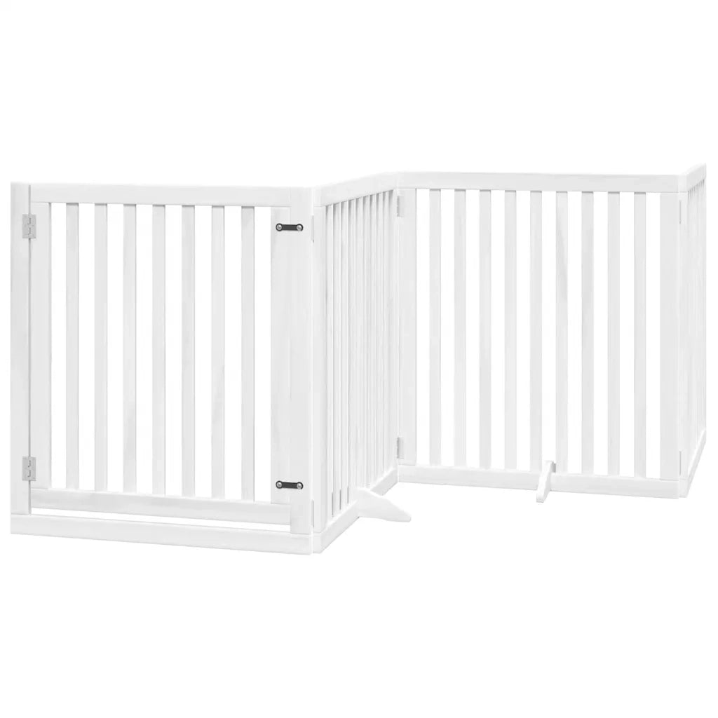 Cancello Cani Porta Pieghevole Bianco 12 Pannelli 640 cm Pioppo CFW8098455