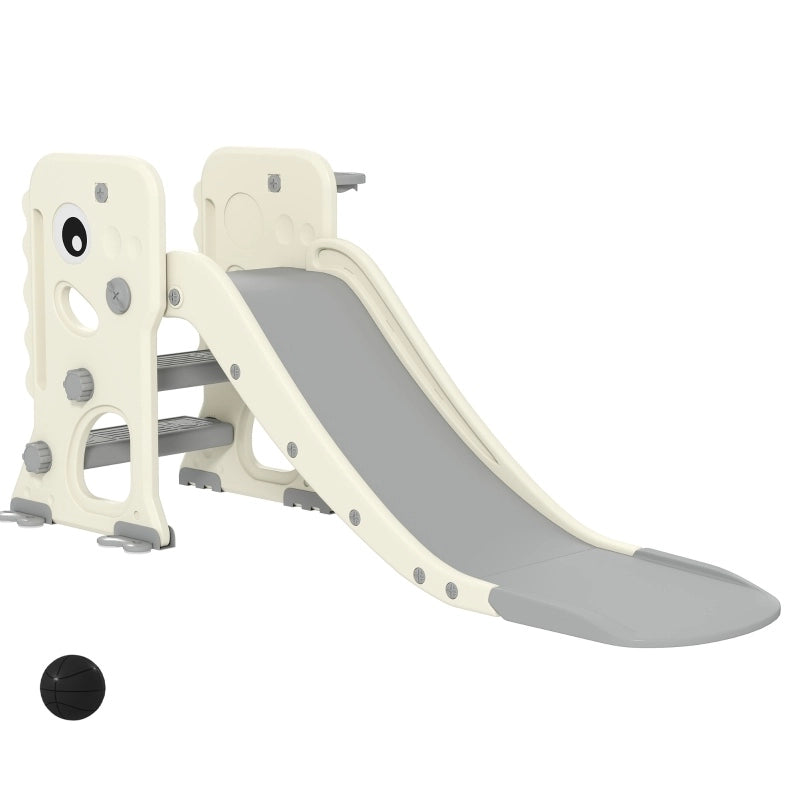 Scivolo per bambini 146x52x65 cm in plastica bianco avorio, pieghevole salvaspazio –
