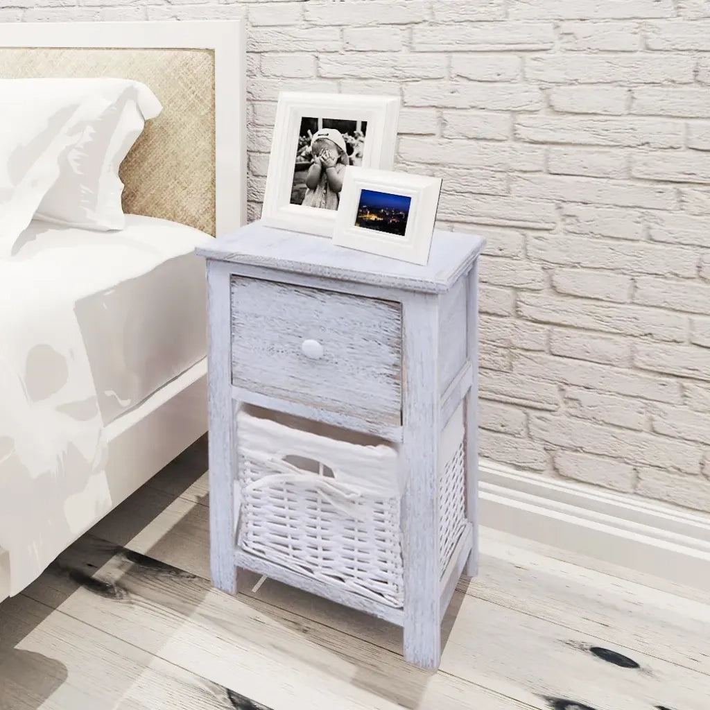 Comodino da Notte Set 2 pz-Set di 2 Tavolino da notte in Legno Bianco