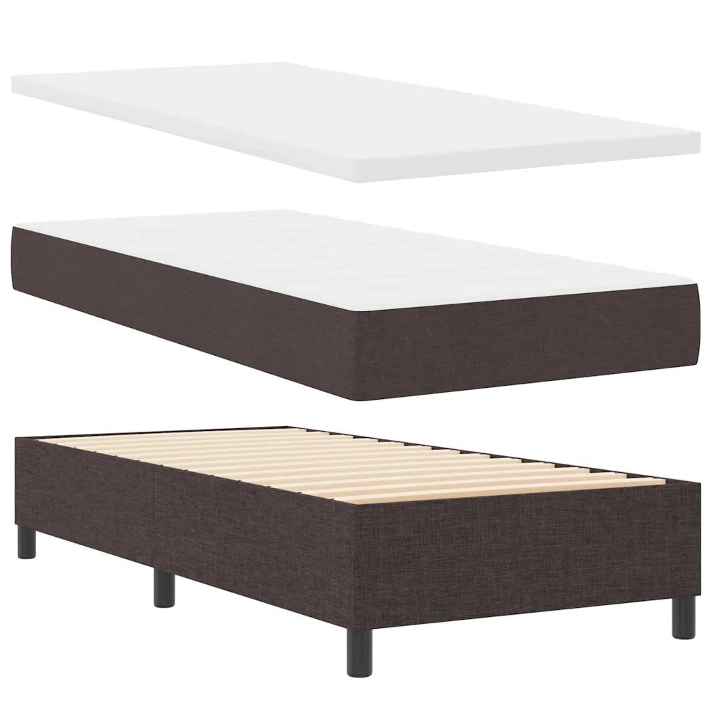 Letto a Sorgente LED Marrone Scuro 100 x 200 cm Tessuto