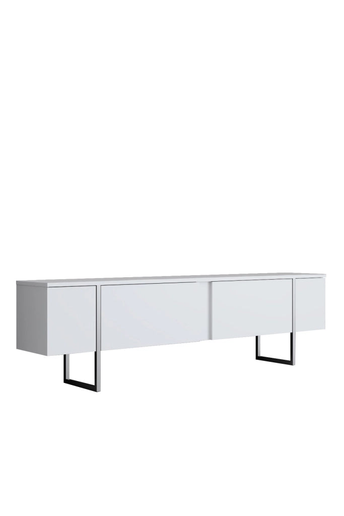 Porta TV in legno "Luxe" - 180 x 30 x 50 cm - Bianco-Argento