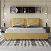 Letto imbottito Matrimoniale 170x200 cm Appia - Senza rete,Microfibra,Ocra