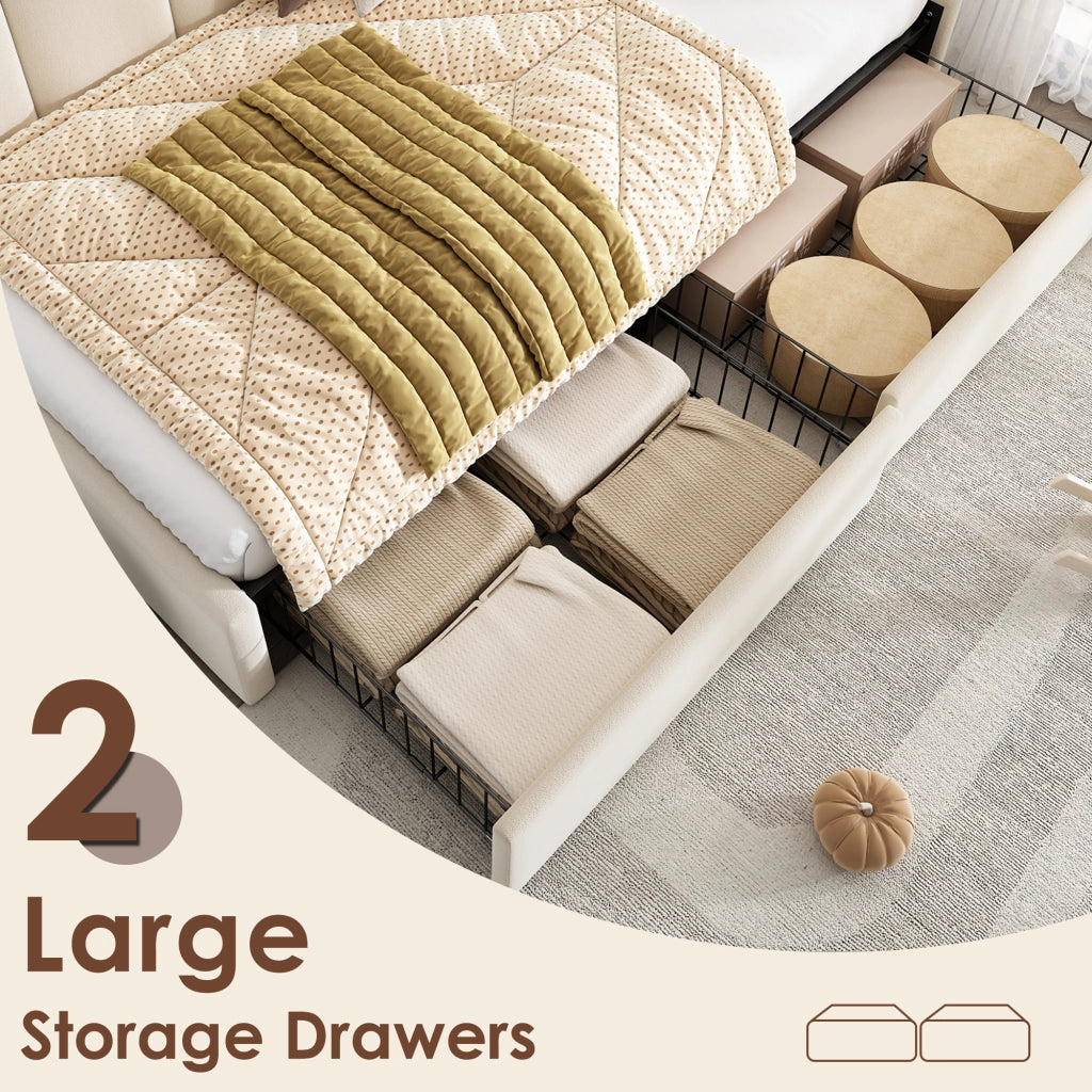 Letto divano singolo 90 × 190 cm 1 posto con 2 cassetti; senza materasso; in velluto beige per cameretta