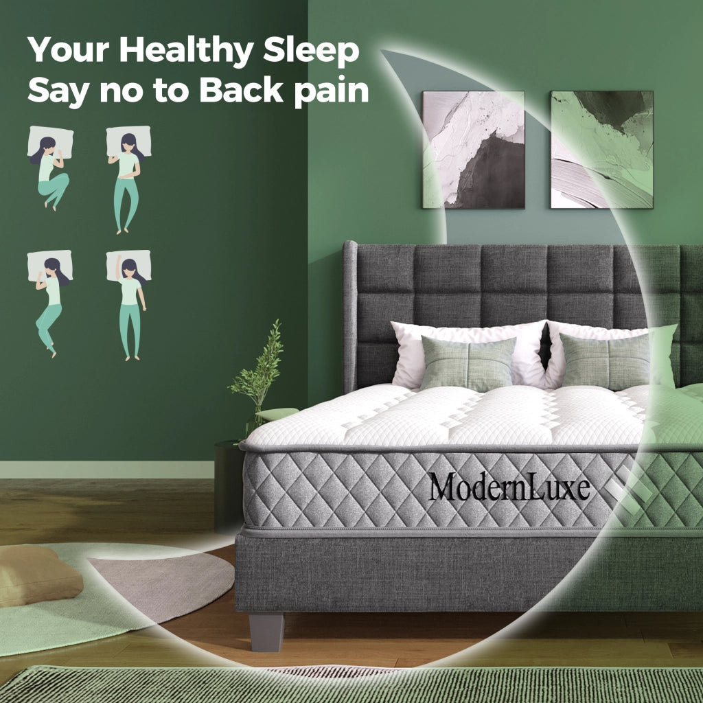 Letto imbottito 140 × 200 cm con rete a doghe e materasso a molle insacchettate; velluto verde scuro