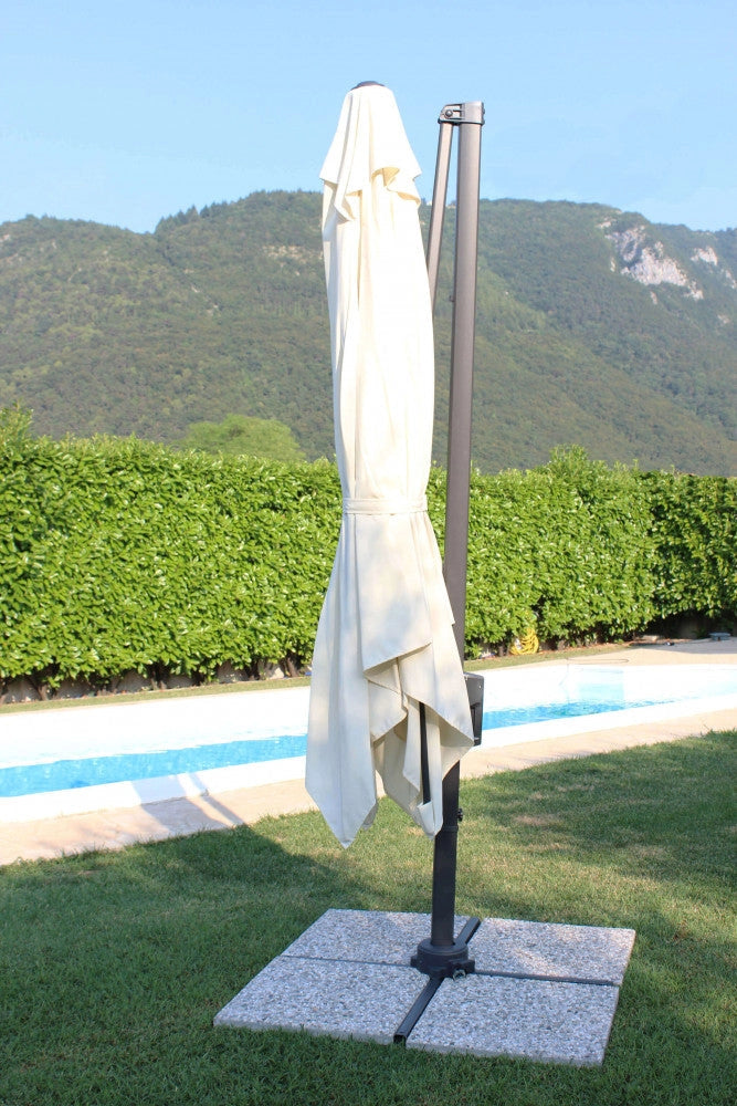 Ombrellone da Giardino Newton Decentrato 2x3 m in Alluminio Nero Telo Ecrù