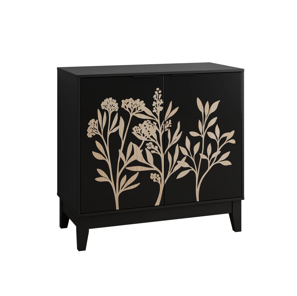 Sideboard con 2 ante e ripiani interni regolabili in MDF; nero