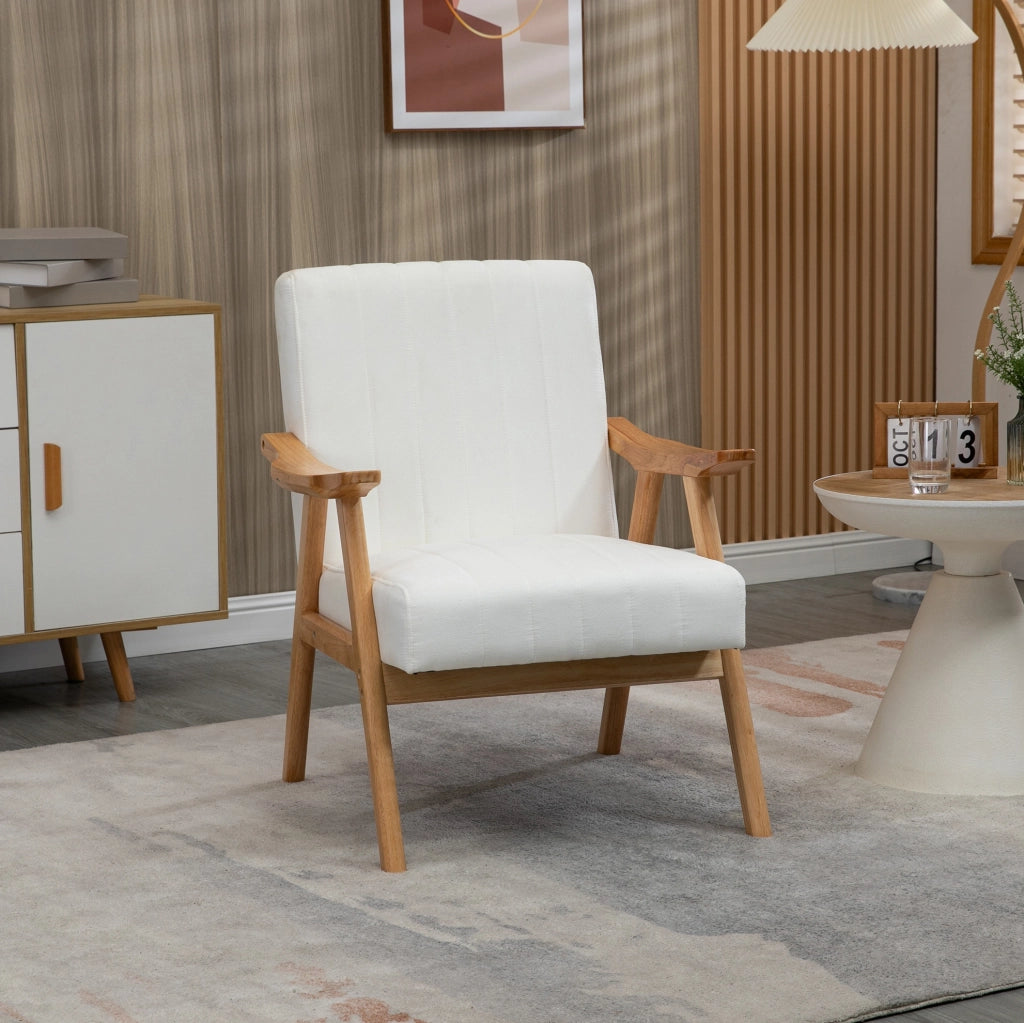 Poltrona lounge in stile scandinavo con rivestimento effetto velluto crema 68x74x82 cm