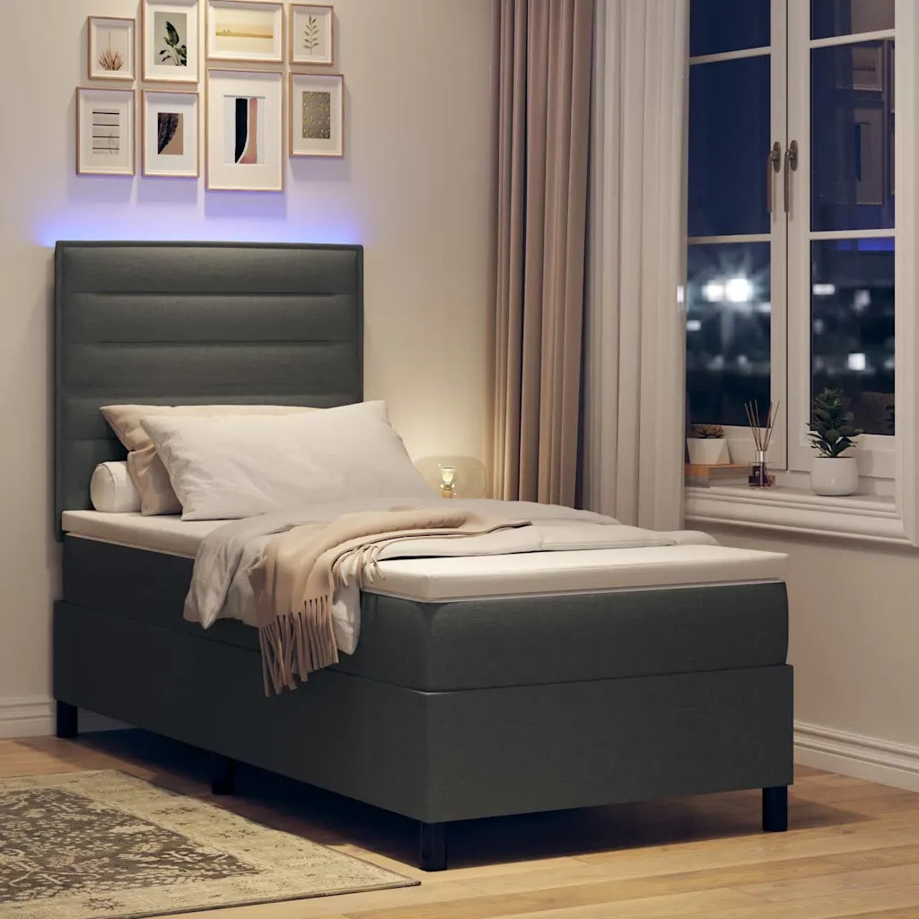 Letto a molle con materasso Grigio scuro 80 x 200 cm Tessuto