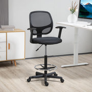 Sedia da ufficio ergonomica nera con schienale in rete e poggiapiedi regolabile 60 x 56 x 110 132 cm