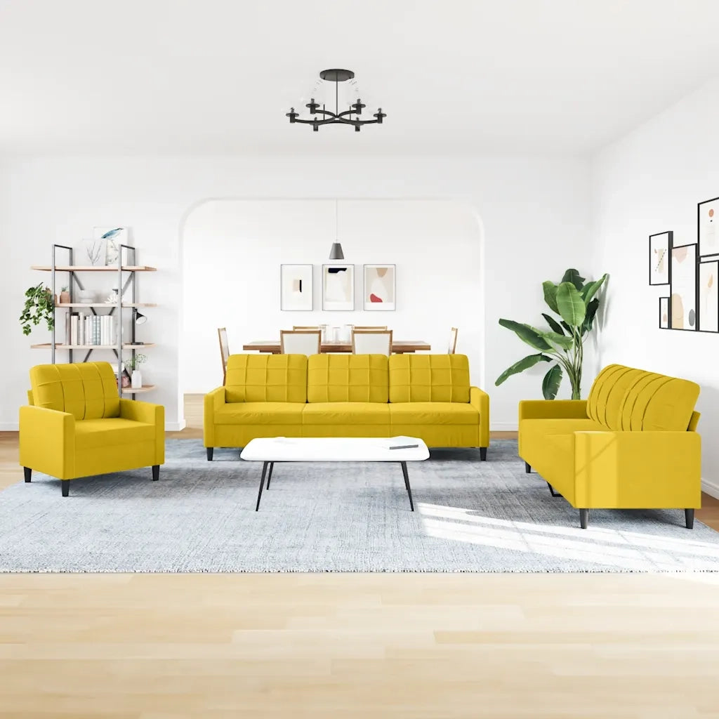 Set di Divani 4 pz con Cuscini giallo in Velluto 3278447