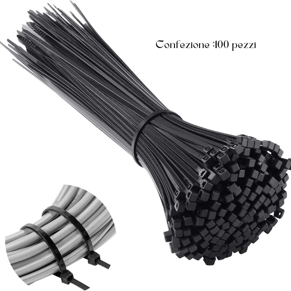 Fascette raytech per cablaggio nylon resistenti e autoestinguenti *** colore nero, dimensioni 4,8 x 290 millimetri, c...