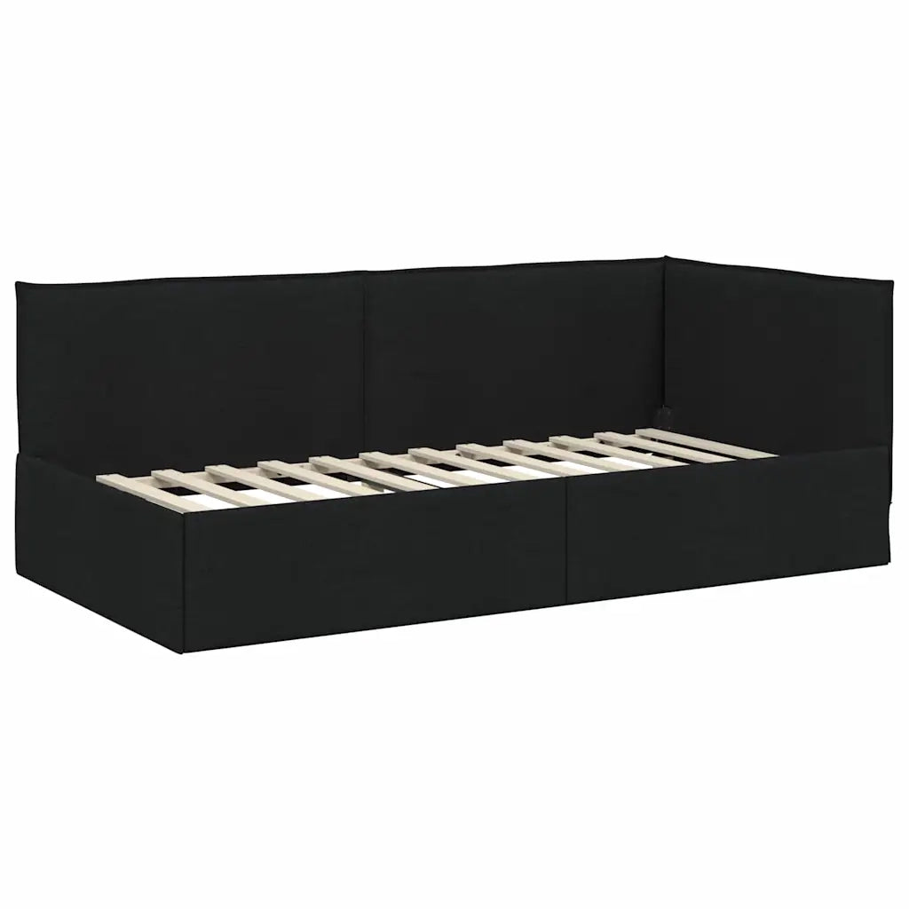 Cornice del letto ad angolo Nero 90 x 200 cm Tessuto