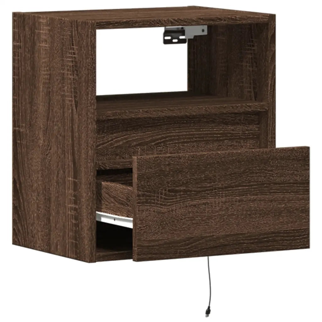 Mobile TV a Parete | Armadietto TV | Mobile Porta TV con Luci LED Rovere Marrone 41x31x45 cm