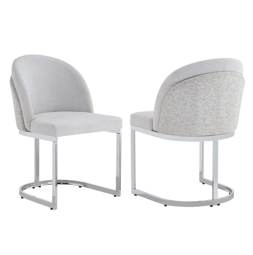 Set 2 sedie da pranzo in ciniglia grigio chiaro con gambe argento HOMVRA