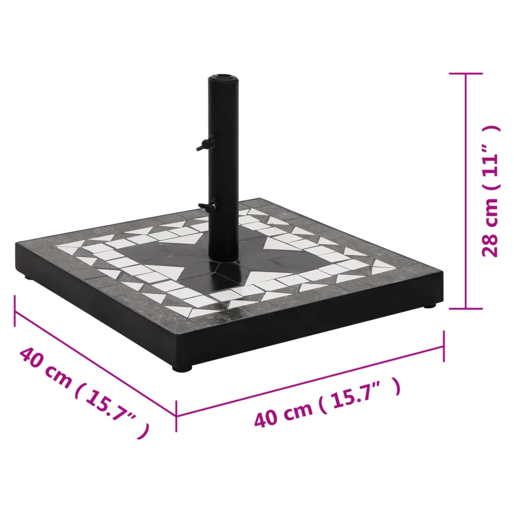 Base per Ombrellone Nero e Bianco Quadrata 12 kg 362224