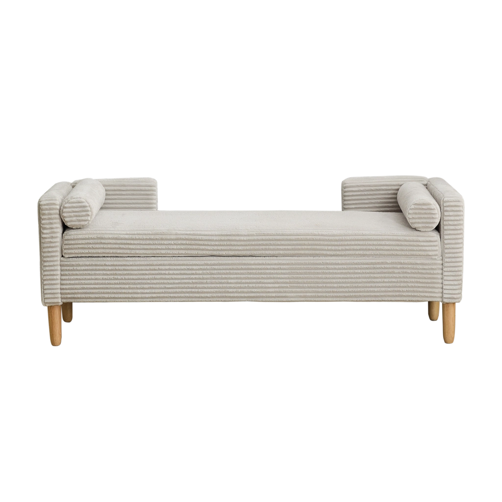 Pouf con Braccioli, Schienale e Cuscini ¨C MINIMAL ¨C Velluto Grigio