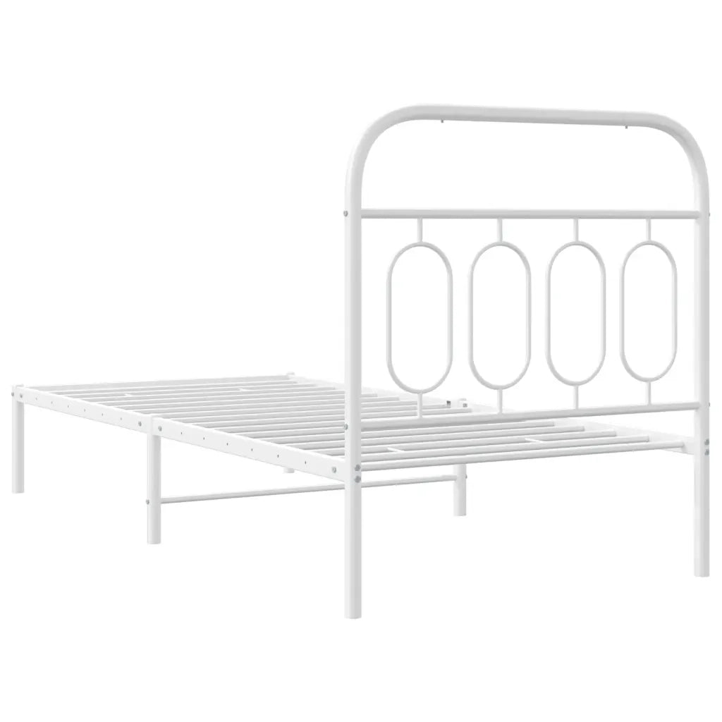 Letto singolo | Letto per adulti | Giroletto con Testiera Metallo Bianco 80x200 cm