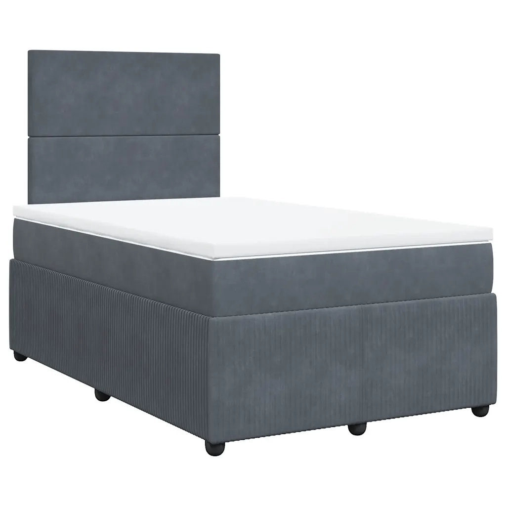 Giroletto a Molle con Materasso Grigio Scuro 120x200 cm Velluto