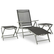 Set Divani da Giardino 3 pz in Textilene e Alluminio Argento 312199