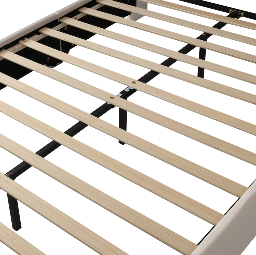 Letto Imbottito per Bambini a Forma di Auto 140 x 200 cm Beige in Flanella - Senza Materasso