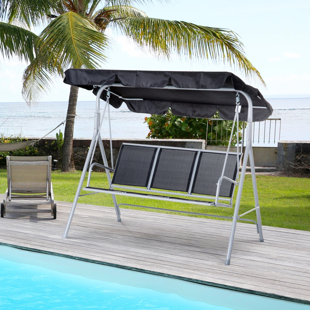 Altalena da giardino a 3 posti con tettuccio regolabile; 171x108x154 cm; grigio; metallo