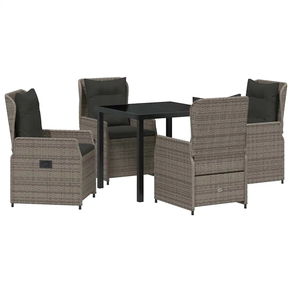 Set da Pranzo per Giardino 5 pz Grigio polyrattan 3380954
