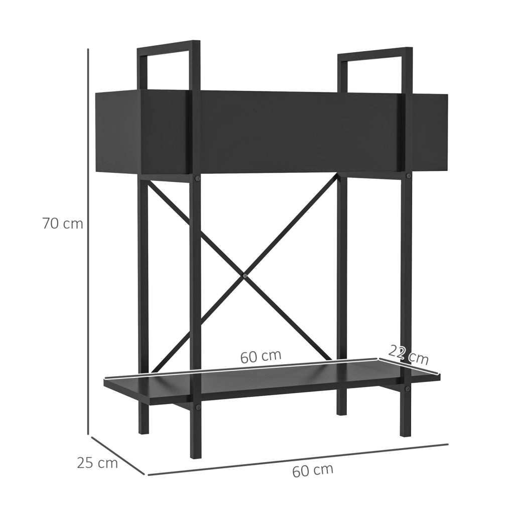 Porta piante a 2 livelli in metallo nero 70 cm, da interno ed esterno