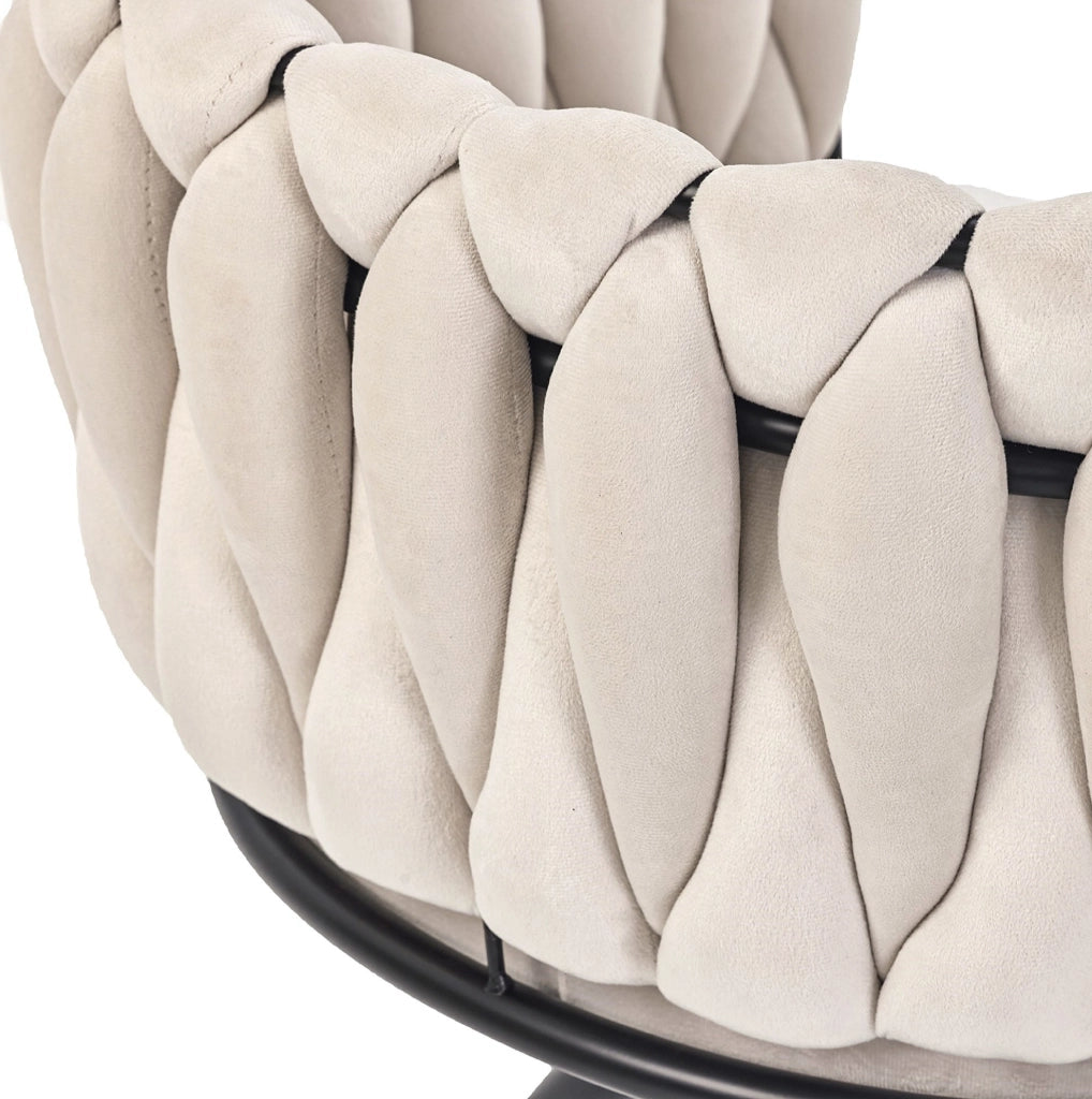 Set di 6 sedie da pranzo girevoli a 360¡ã in velluto beige con struttura in metallo