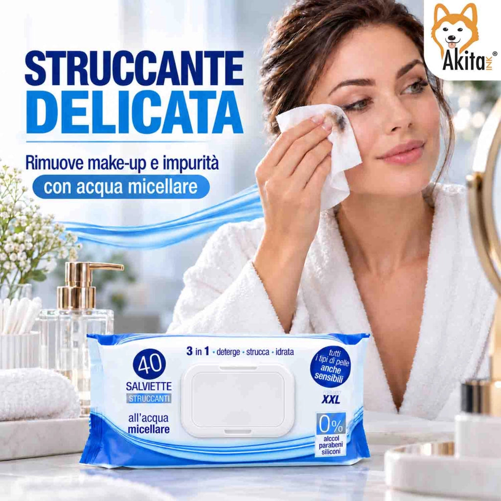 Akitaink 24 Confezioni Salviettine Struccanti Micellari 960 Pz