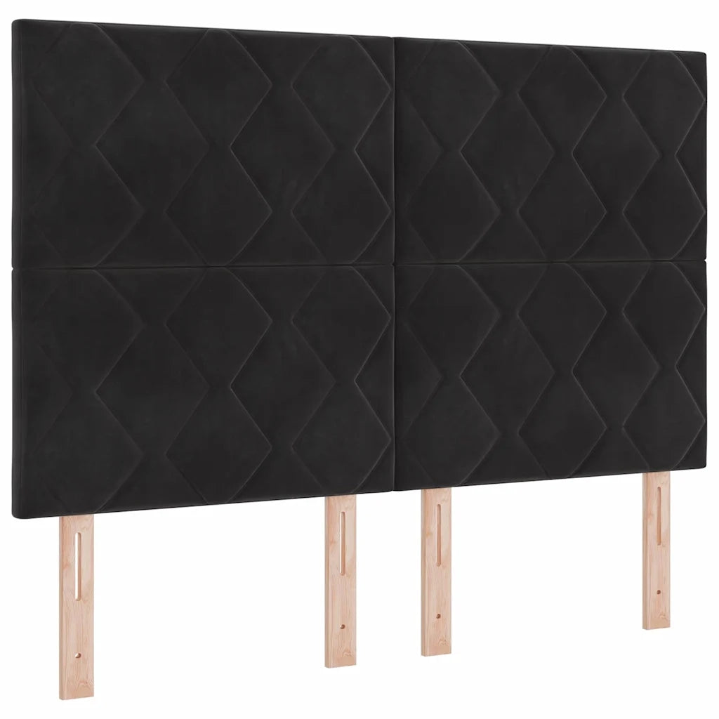 Letto a molle con materasso Nero 140 x 200 cm Velluto