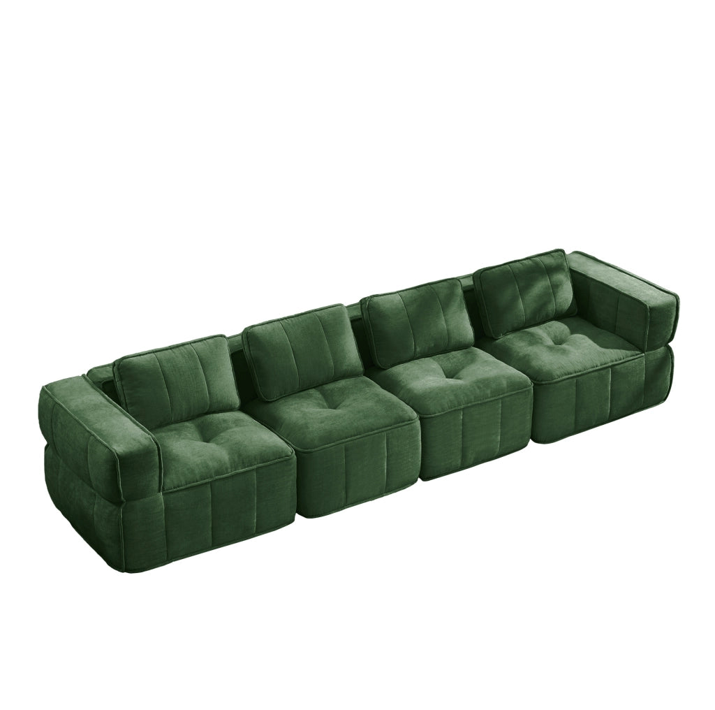DIVANO Modulare 344x93x67 cm Poliestere Verde
