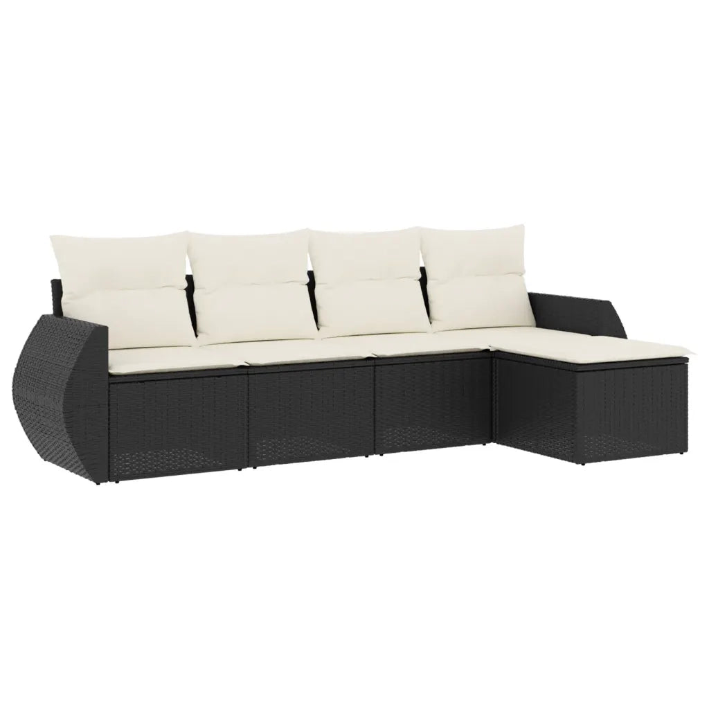 Set Divani da Giardino 5 pz con Cuscini in Polyrattan Nero 3221285