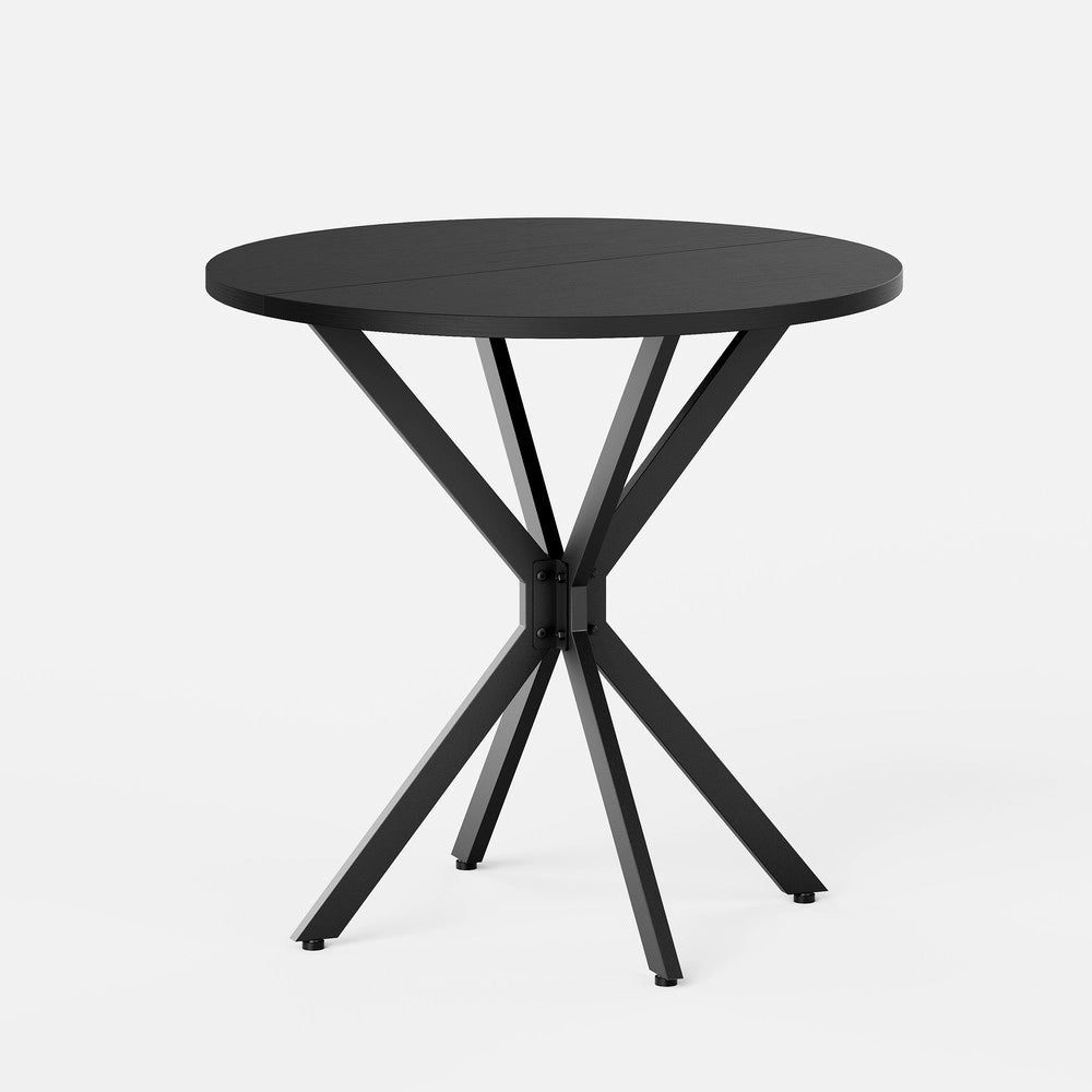 Tavolo Rotondo con Gambe a X ¨C MINIMAL ¨C Nero, 80 cm