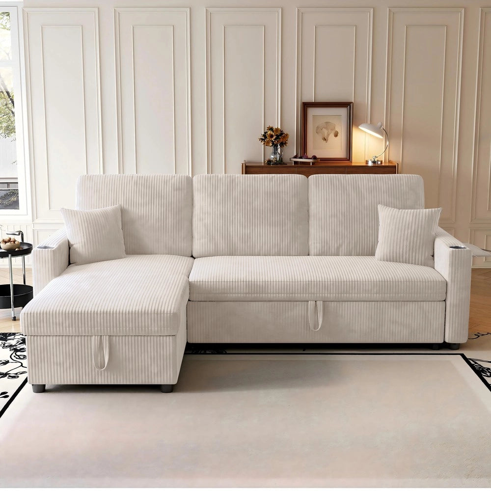 Divano angolare letto con contenitore ¨C Minimal ¨C Tessuto