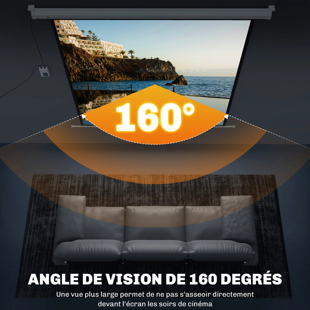 Schermo di Proiezione Motorizzato 85 Pollici 4K HD Elettrico da Parete e Soffitto con Telecomando per Home Cinema e Ufficio