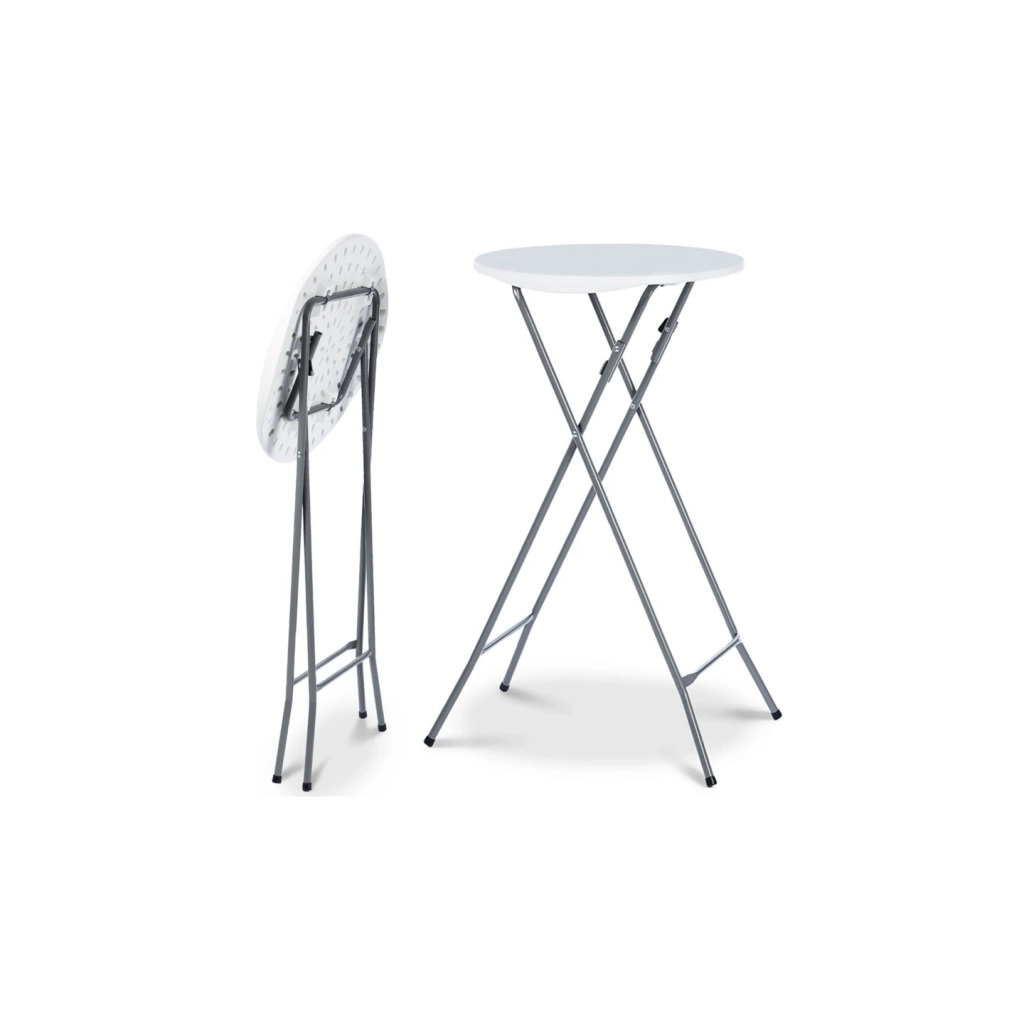 IDMarket - Set di 4 tavoli alti pieghevoli 105 CM e 4 coperture nere